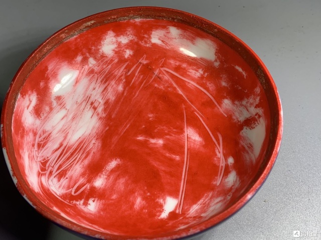 古玩陶瓷567藍釉堆白龍紋印泥盒拍賣,當前價格2500元