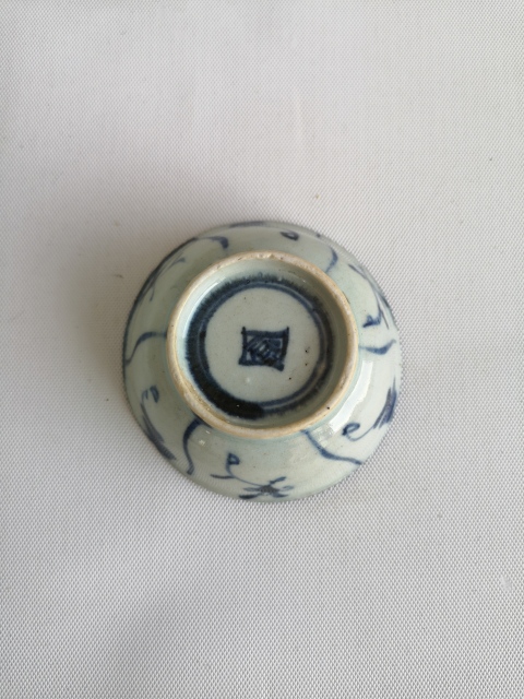 古玩陶瓷清中如意靈芝紋雙藍(lán)圈花押款青花杯拍賣,當(dāng)前價(jià)格480元