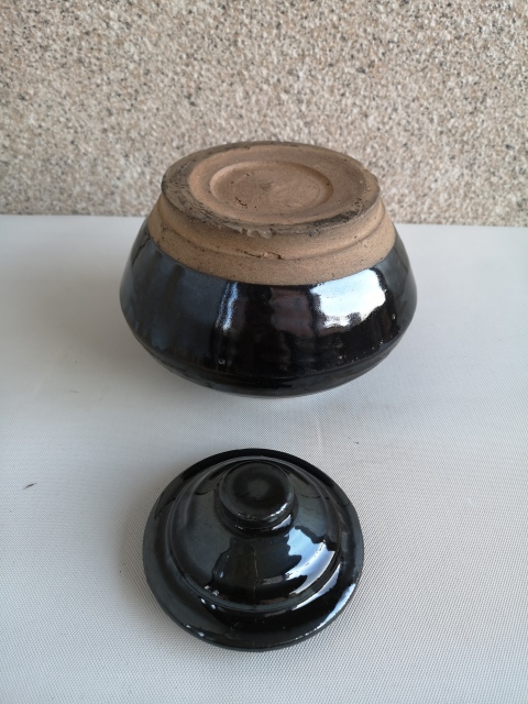 古玩陶瓷清代磁州窯黑釉蓋罐拍賣，當前價格680元