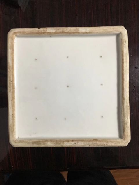 古玩陶瓷清中期團鳳紋花卉紋四方青花水盂拍賣,當前價格36800元