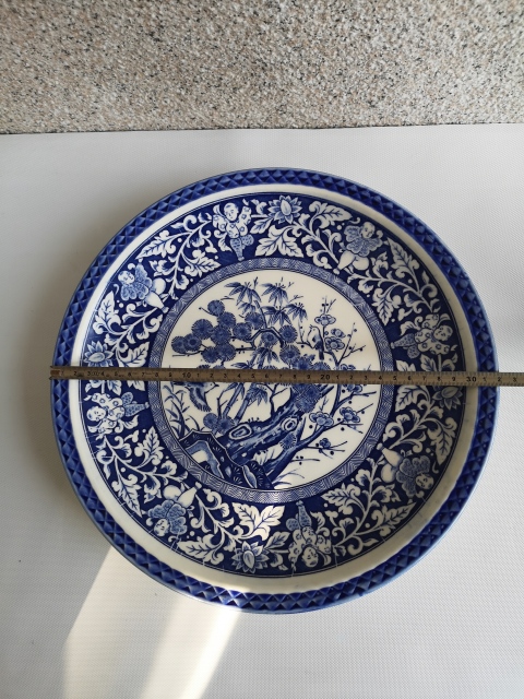 古玩陶瓷六十至八十年代歲寒三友松竹梅青花盤拍賣,當前價格299元