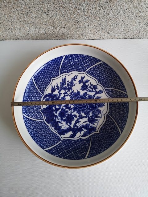 古玩陶瓷六十至八十年代花卉紋青花盤拍賣,當前價格398元