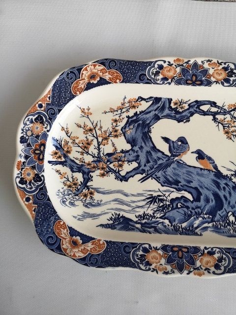 古玩陶瓷六十至八十年代花鳥紋青花加彩盤拍賣,當前價格580元