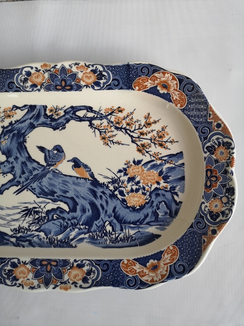 古玩陶瓷六十至八十年代花鳥紋青花加彩盤拍賣,當前價格580元