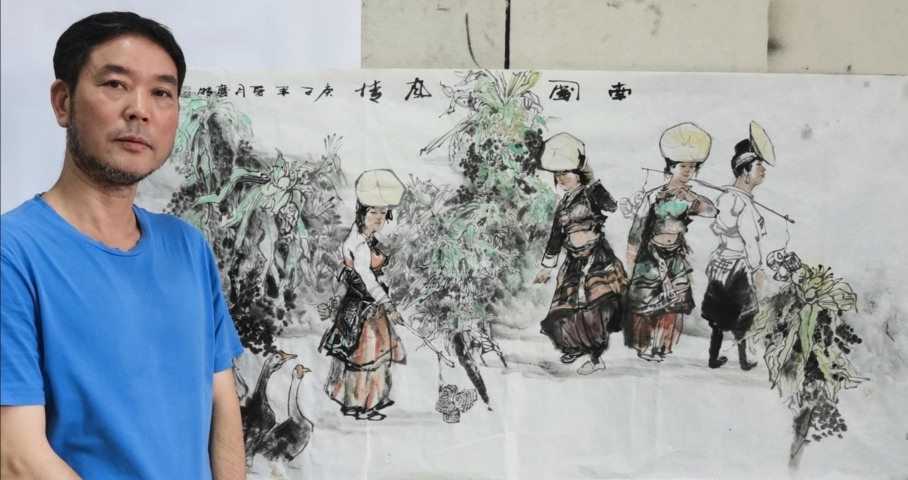 古玩字畫中美協(xié)黃慶明 南國風情帶合影拍賣，當前價格1488元