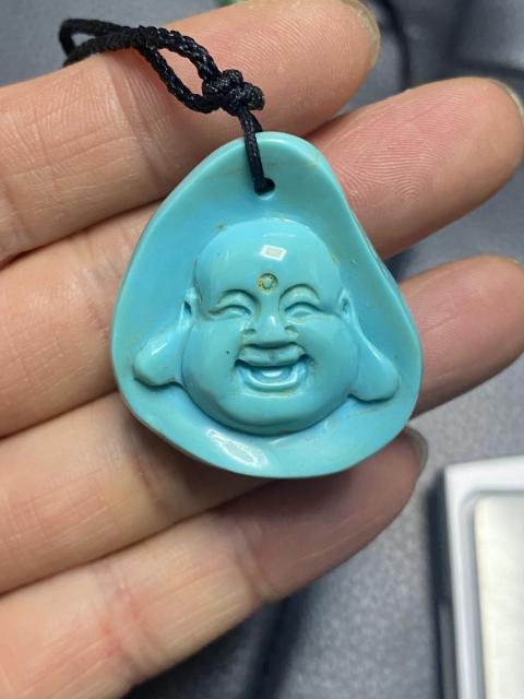 古玩雜項綠松石雕刻佛頭掛件拍賣,當前價格2500元