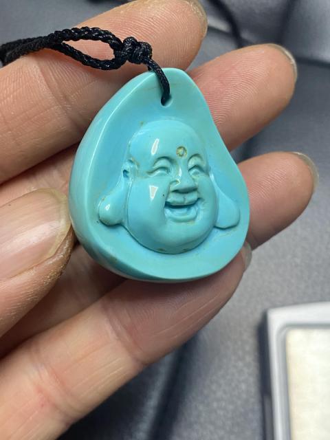 古玩雜項綠松石雕刻佛頭掛件拍賣,當前價格2500元