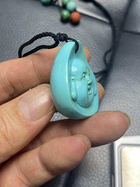 古玩雜項綠松石雕刻佛頭掛件拍賣,當前價格2500元