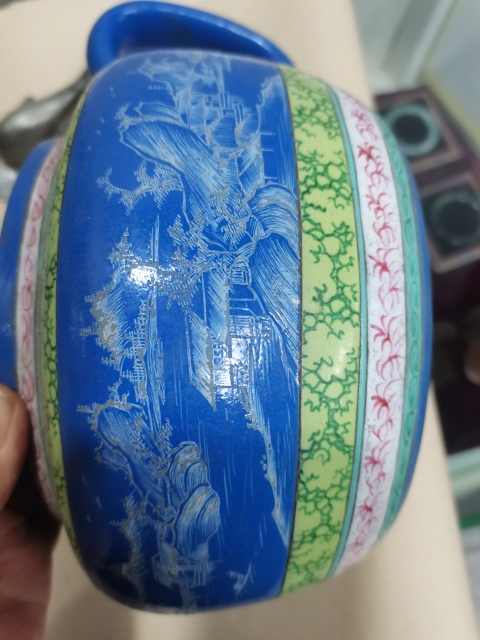 古玩陶瓷民國紫砂掛粉彩壺拍賣,當(dāng)前價(jià)格3000元