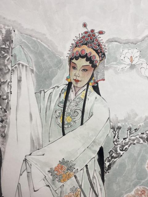 古玩字畫中美協(xié)鄒麗 京劇人物圖帶合影拍賣,當(dāng)前價(jià)格1800元