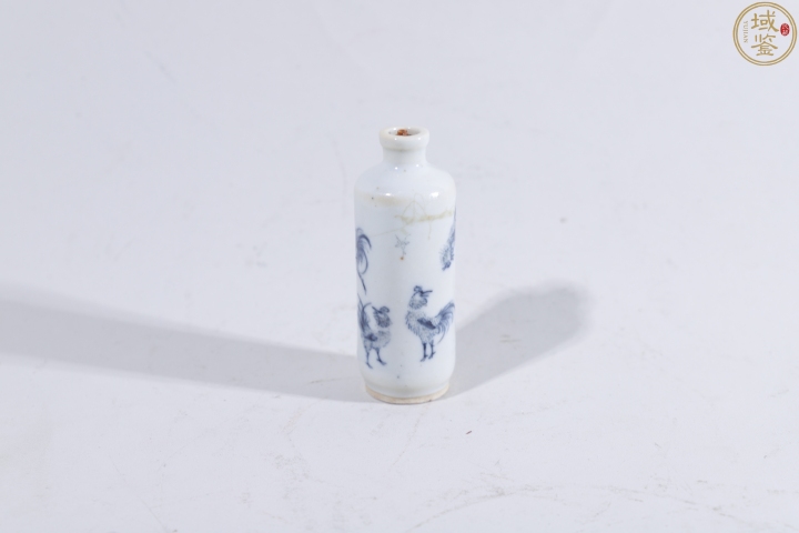 古玩陶瓷晚清大雞圖青花鼻煙壺拍賣，當前價格2500元