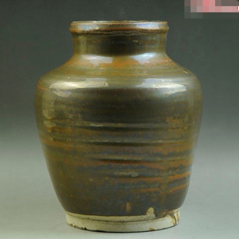 古玩陶瓷磁州窯紫金釉唇口罐拍賣，當前價格500元