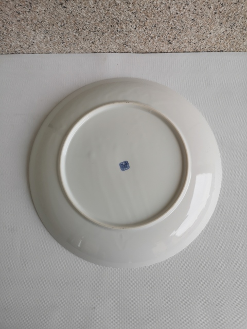 古玩陶瓷八十年代花鳥紋青花盤拍賣，當前價格298元