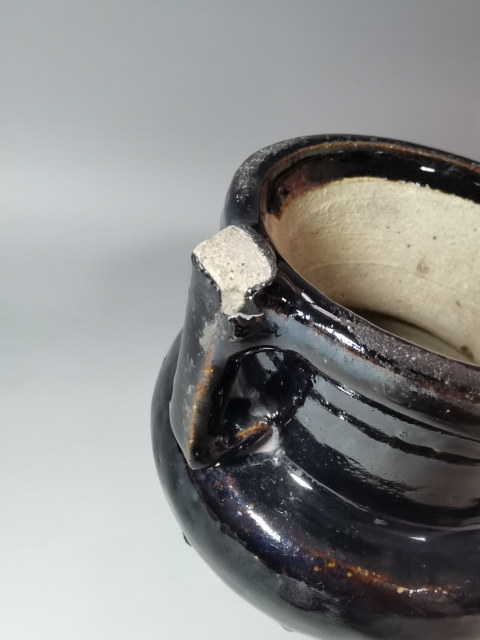 古玩陶瓷元末明初褐釉三足香爐拍賣，當前價格1280元