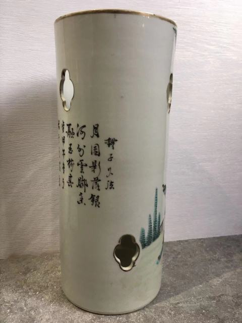 古玩陶瓷鰲少泉淺絳彩三星人物帽筒拍賣,當前價格13000元