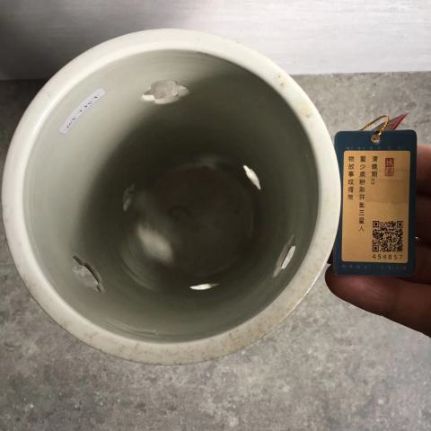 古玩陶瓷鰲少泉淺絳彩三星人物帽筒拍賣,當前價格13000元