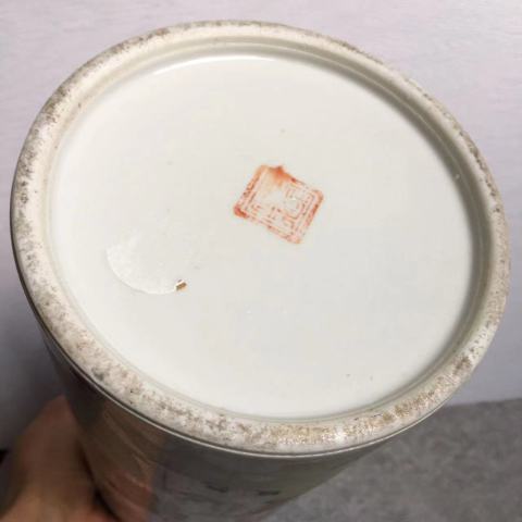古玩陶瓷鰲少泉淺絳彩三星人物帽筒拍賣,當前價格13000元