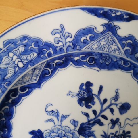 古玩陶瓷清代雍正至乾隆青花盤拍賣,當前價格1888元