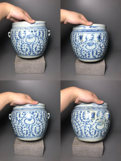 古玩陶瓷【道光】清代道光至咸豐纏枝花卉紋四系粥罐拍賣,當前價格0元