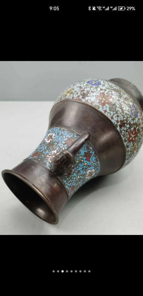 古玩銅器龍耳瓶拍賣,當(dāng)前價格9600元