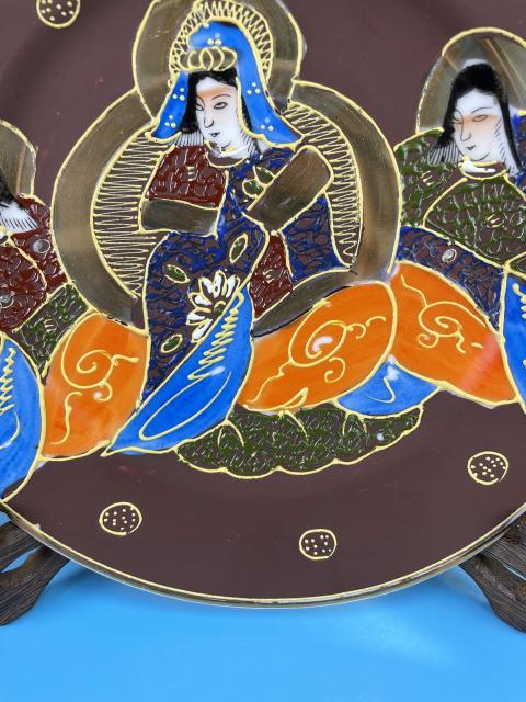 古玩陶瓷民國 精品料彩描真金菩薩人物紋盤拍賣，當前價格480元