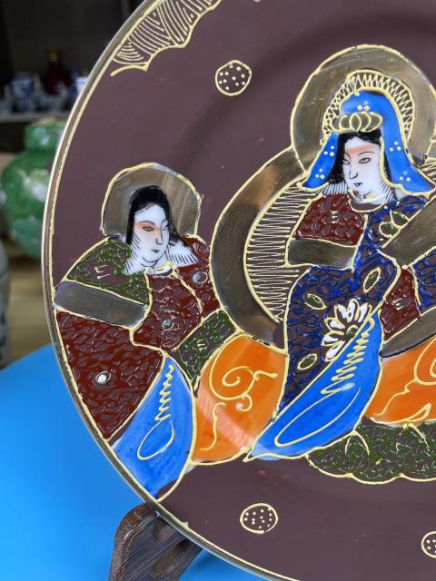 古玩陶瓷民國 精品料彩描真金菩薩人物紋盤拍賣，當前價格480元