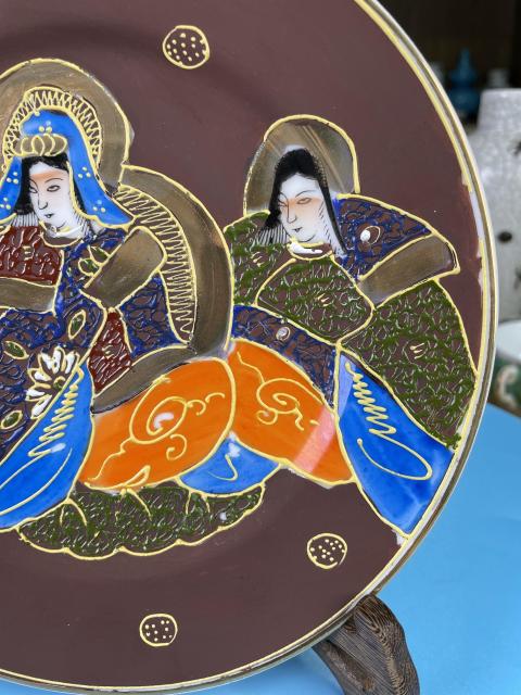 古玩陶瓷民國 精品料彩描真金菩薩人物紋盤拍賣，當前價格480元