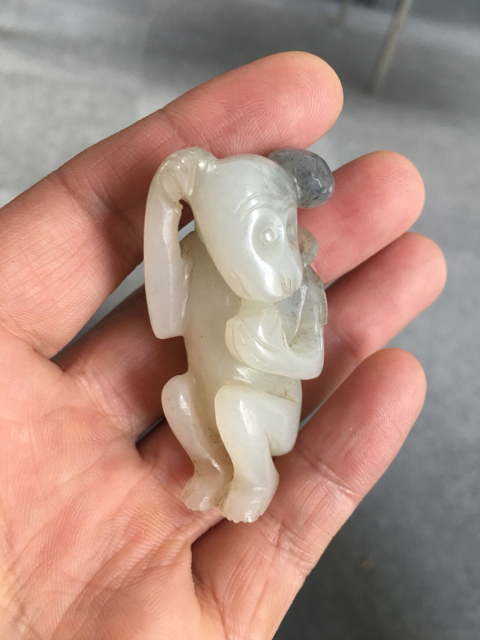 古玩玉器明代靈猴獻壽把件拍賣，當前價格12800元