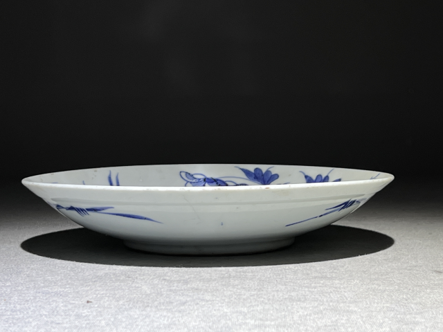 古玩陶瓷清中早·青花鳳凰牡丹紋盤真品鑒賞圖