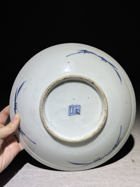 古玩陶瓷清中早·青花鳳凰牡丹紋盤真品鑒賞圖