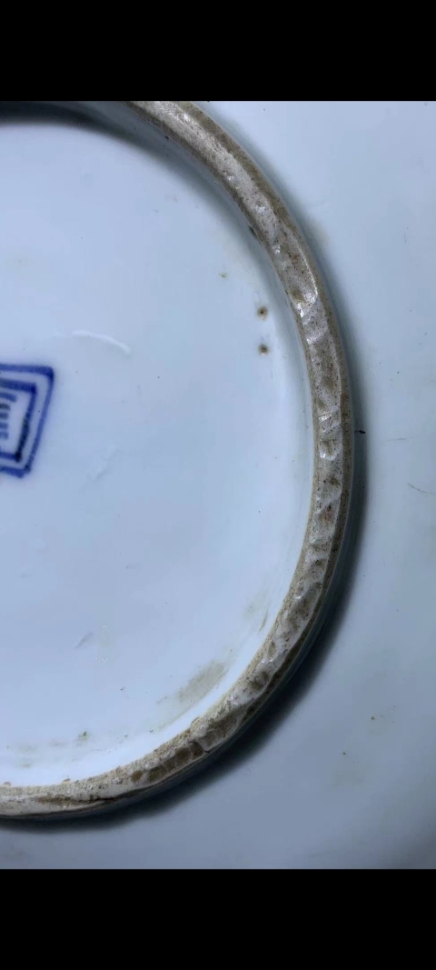 古玩陶瓷清中早·青花鳳凰牡丹紋盤真品鑒賞圖