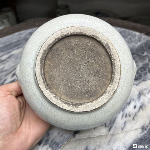 古玩陶瓷民國哥釉獅耳爐拍賣,當前價格900元