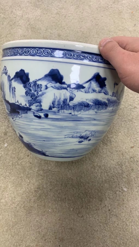 古玩陶瓷青花山水紋卷缸拍賣,當前價格62000元