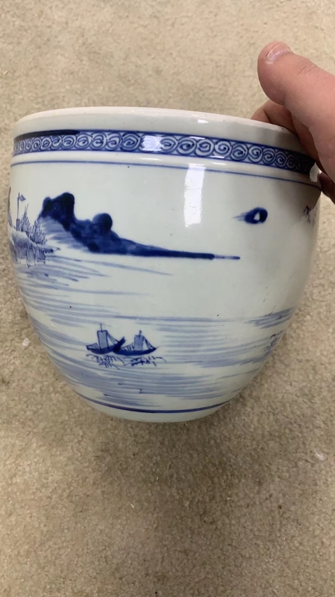 古玩陶瓷青花山水紋卷缸拍賣,當前價格62000元
