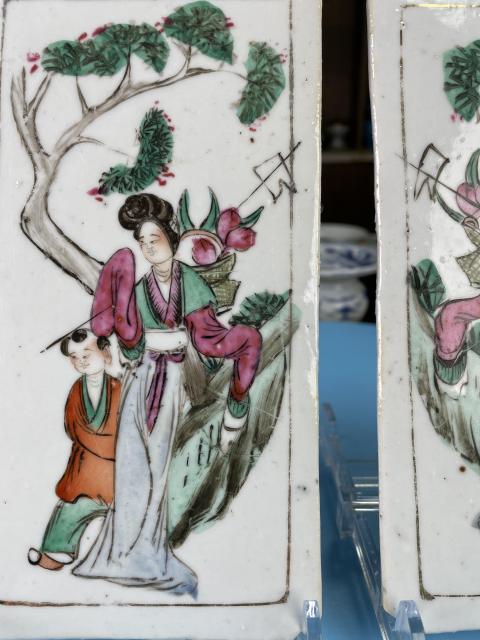 古玩陶瓷民國 精品粉彩麻姑獻壽圖瓷板一對拍賣，當(dāng)前價格1900元