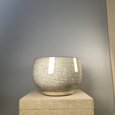 古玩陶瓷清早期順治哥釉砵式爐【附域鑒研究院實物鑒真】拍賣，當前價格6000元