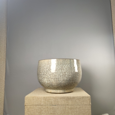 古玩陶瓷清早期順治哥釉砵式爐【附域鑒研究院實物鑒真】拍賣，當前價格6000元