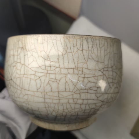 古玩陶瓷清早期順治哥釉砵式爐【附域鑒研究院實物鑒真】拍賣，當前價格6000元