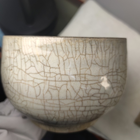 古玩陶瓷清早期順治哥釉砵式爐【附域鑒研究院實物鑒真】拍賣，當前價格6000元