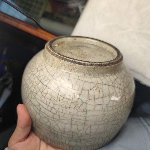 古玩陶瓷清早期順治哥釉砵式爐【附域鑒研究院實物鑒真】拍賣，當前價格6000元