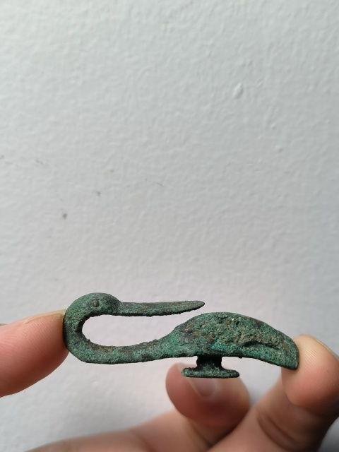 古玩雜項【實物保真】漢代.* 銅回頭鴨袖鉤拍賣，當前價格9999元