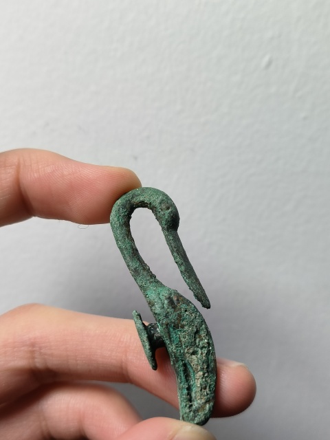 古玩雜項【實物保真】漢代.* 銅回頭鴨袖鉤拍賣，當前價格9999元