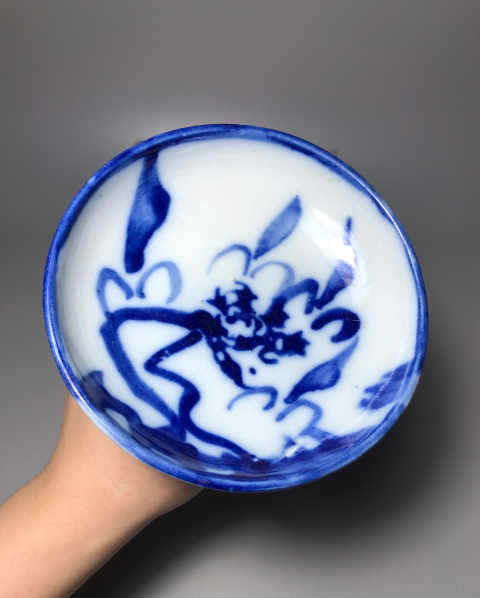 古玩陶瓷精品青花花卉紋高足盤拍賣,當前價格1888元