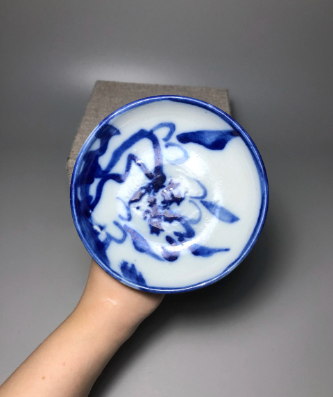 古玩陶瓷精品青花花卉紋高足盤拍賣,當前價格1888元