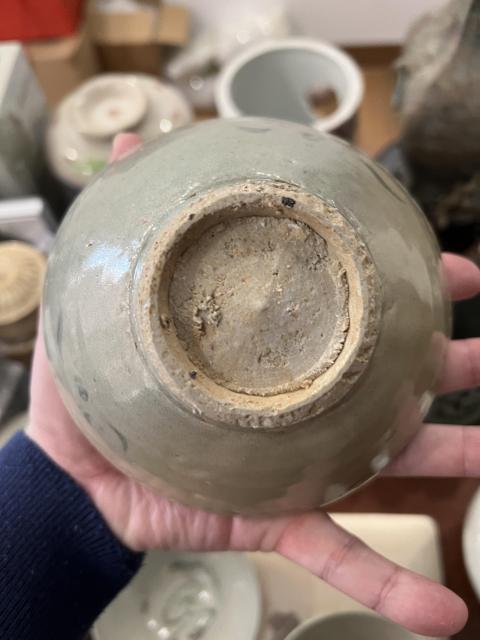 古玩陶瓷明代晚期海水法螺紋青花碗拍賣,當前價格299元