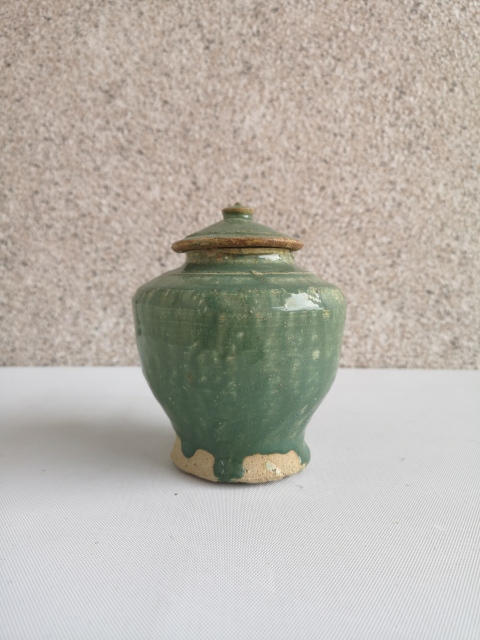 古玩陶瓷明末清初綠釉將軍罐拍賣,當(dāng)前價格1100元