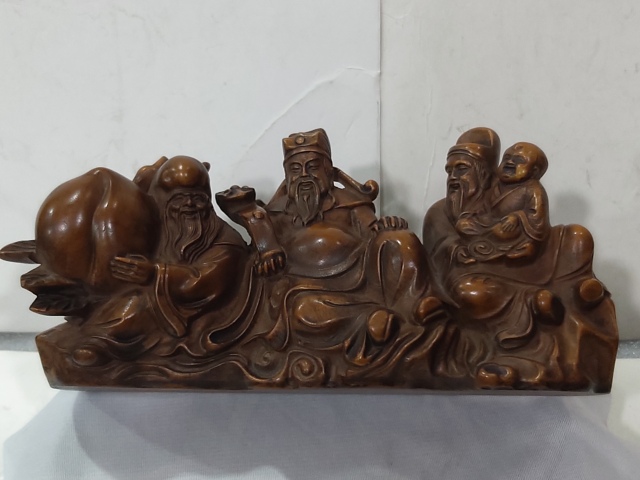 古玩雜項黃楊木雕福祿祿三星擺件拍賣,當前價格866元