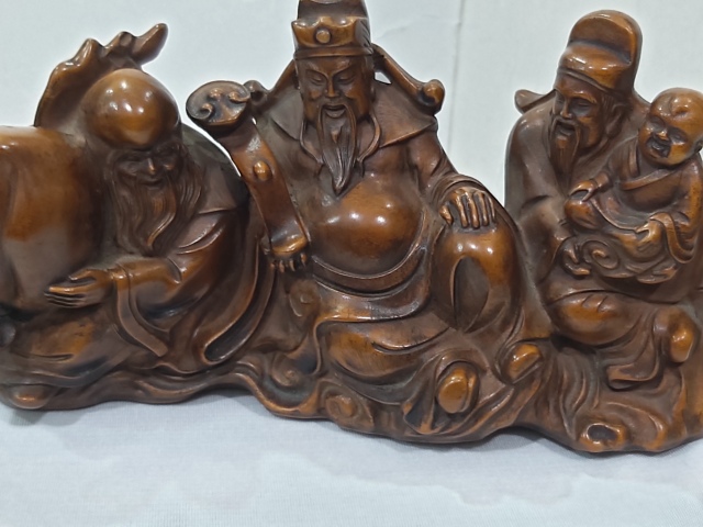 古玩雜項黃楊木雕福祿祿三星擺件拍賣,當前價格866元