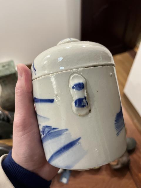 古玩陶瓷民國山水紋青花蓋盅拍賣,當前價格299元