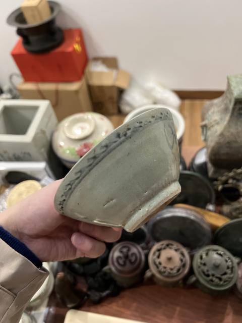古玩陶瓷明代晚期海水法螺紋青花碗拍賣,當前價格299元